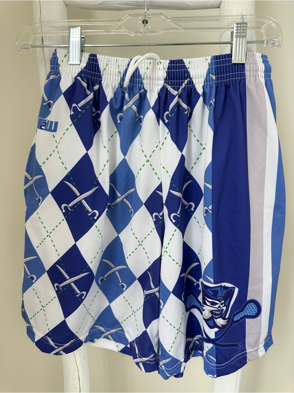 Fit 2 Win Men's Blue Patterned Lacrosse Athletic Shorts size Medium